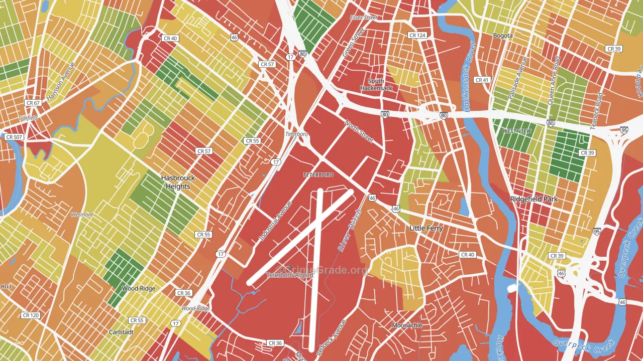 07608, NJ Map of Theft Rates