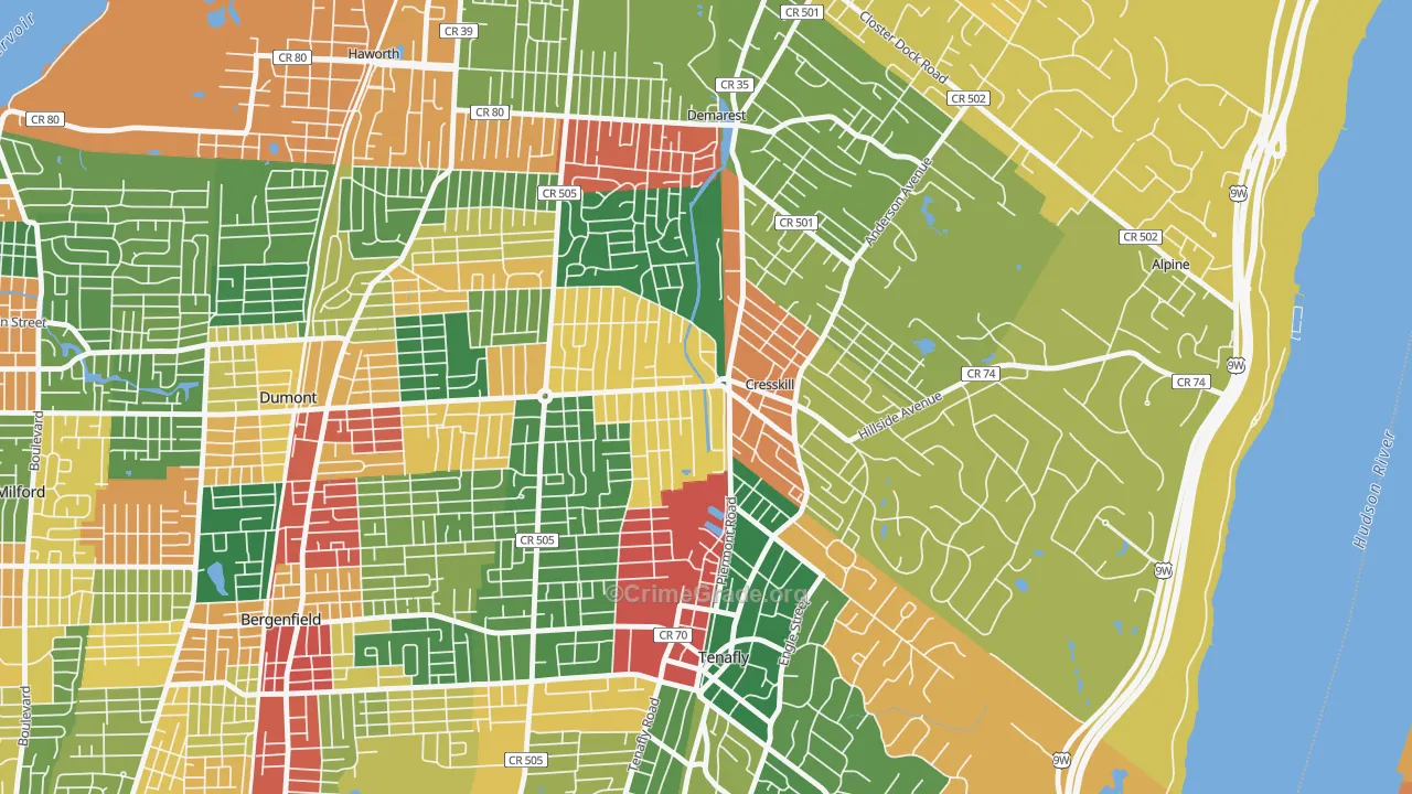 07626, NJ Map of Theft Rates