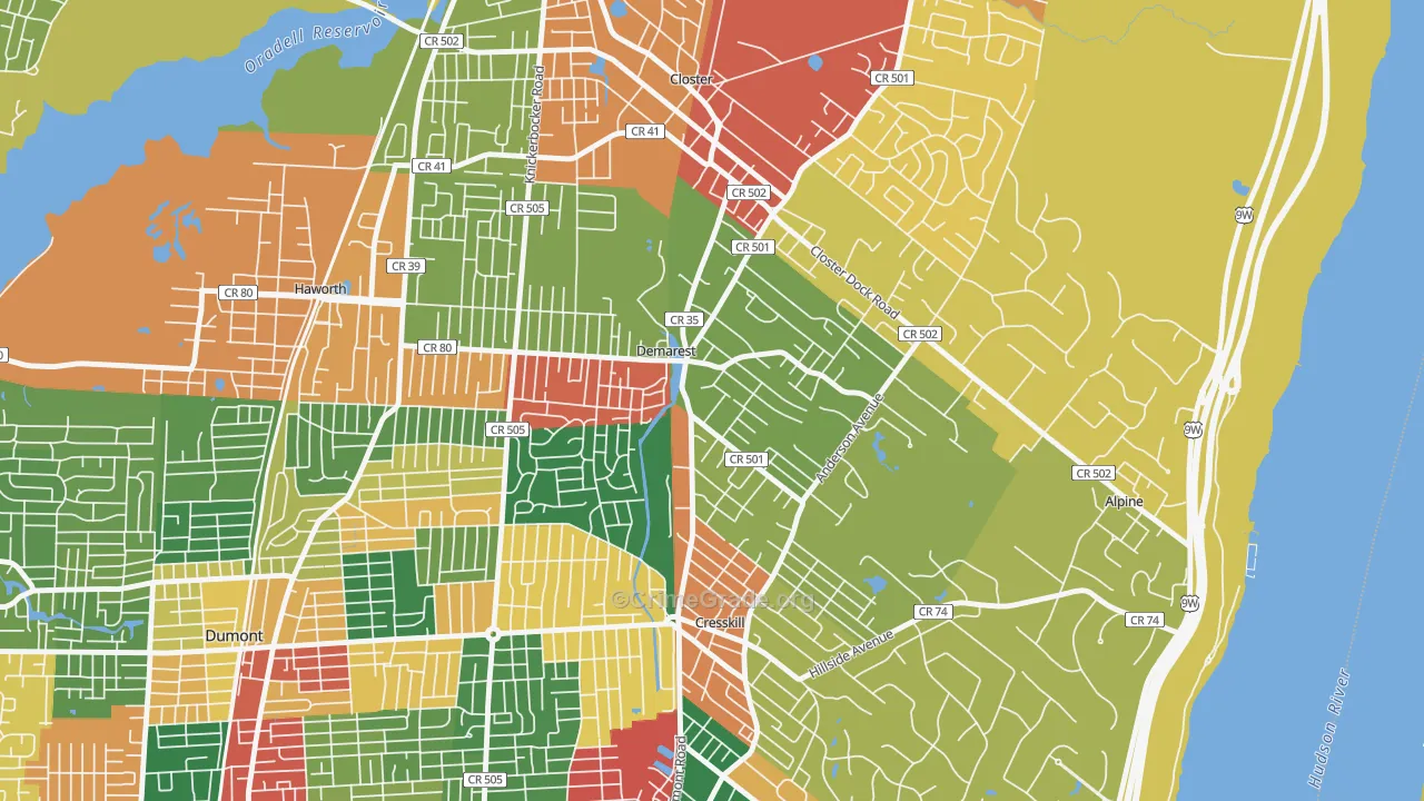 07627, NJ Map of Theft Rates