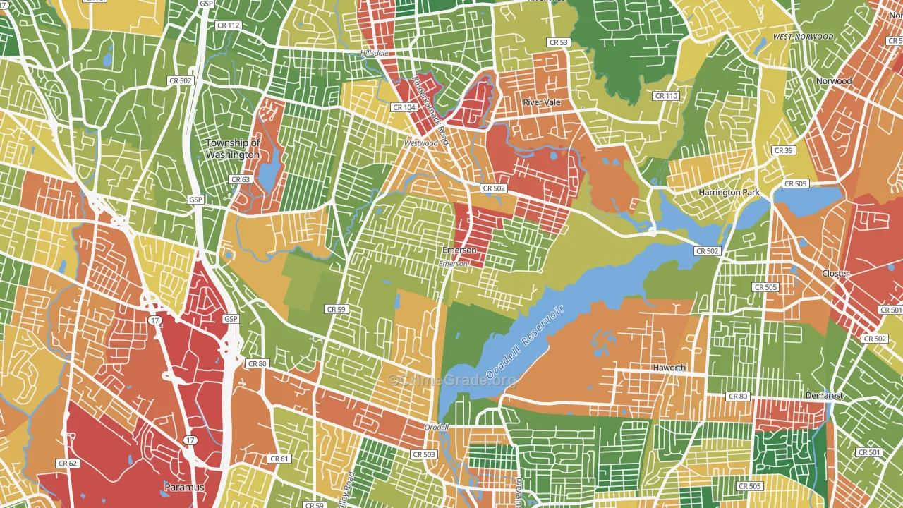 07630, NJ Map of Theft Rates