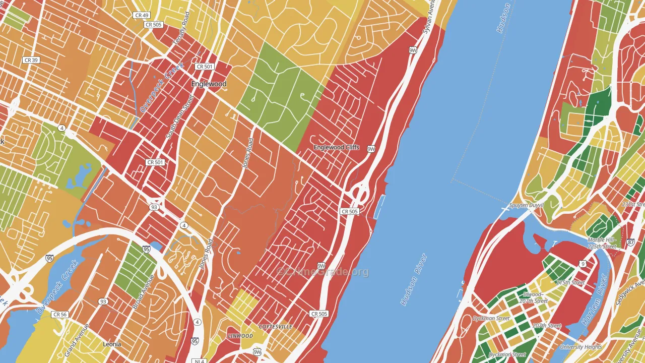 07632, NJ Map of Theft Rates