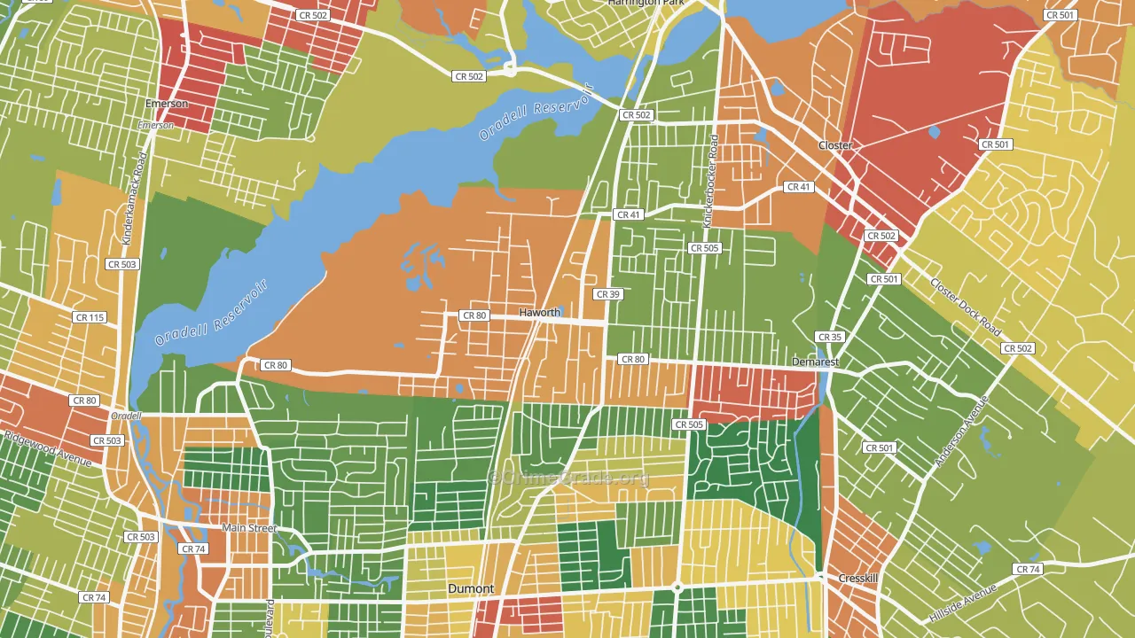 07641, NJ Map of Theft Rates