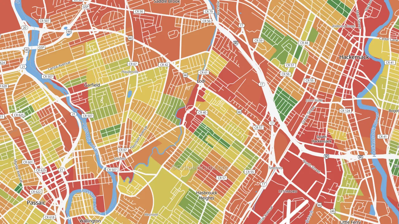 07644, NJ Map of Theft Rates