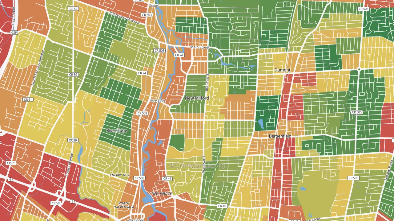 07646, NJ Map of Theft Rates