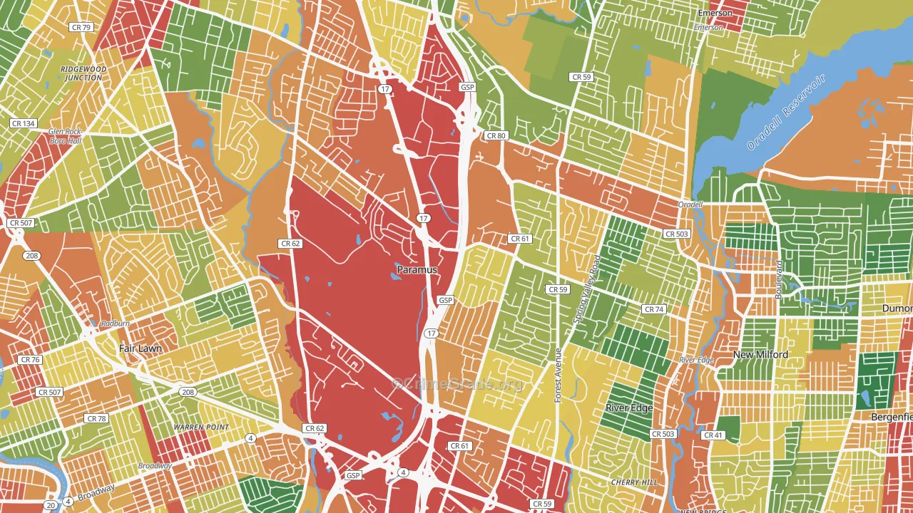 07652, NJ Map of Theft Rates