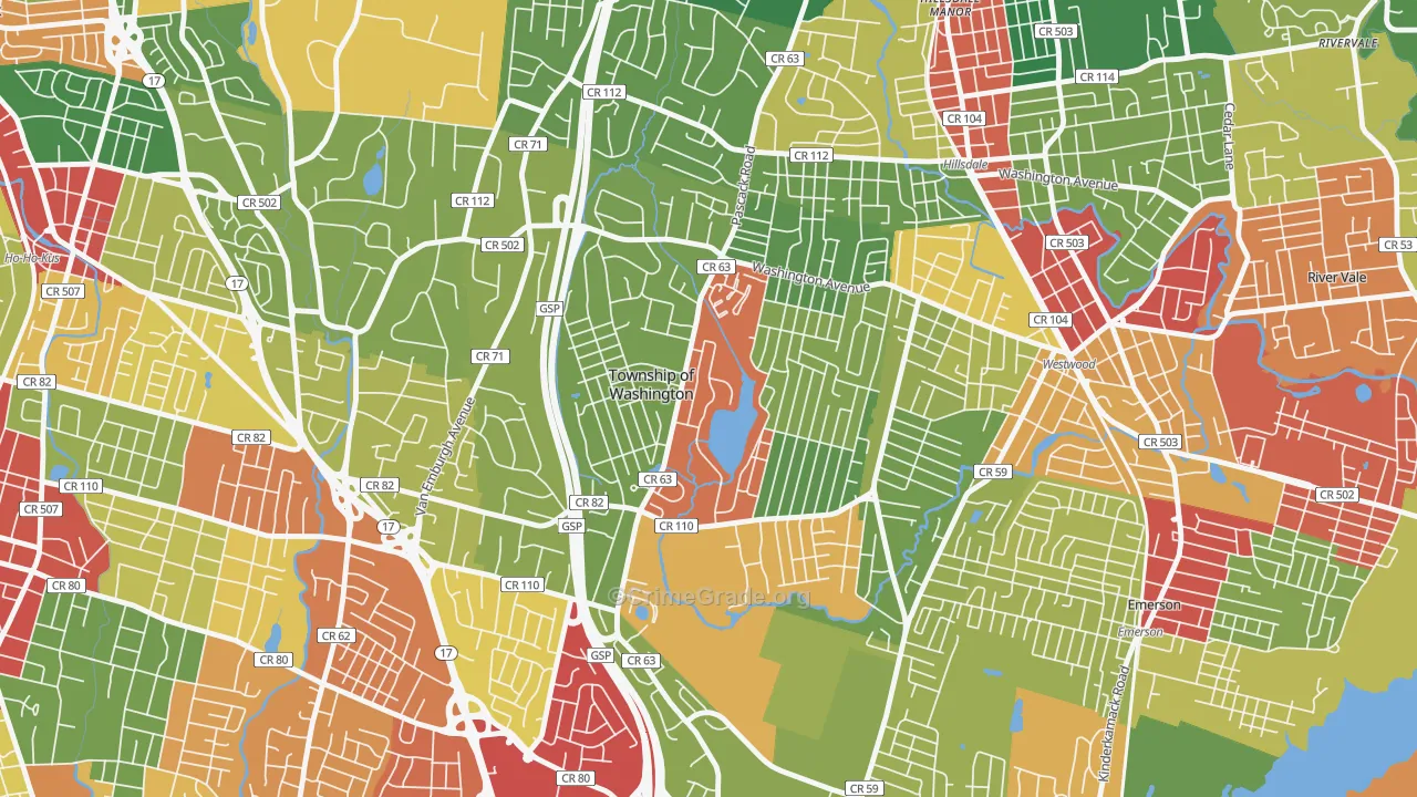 07676, NJ Map of Theft Rates