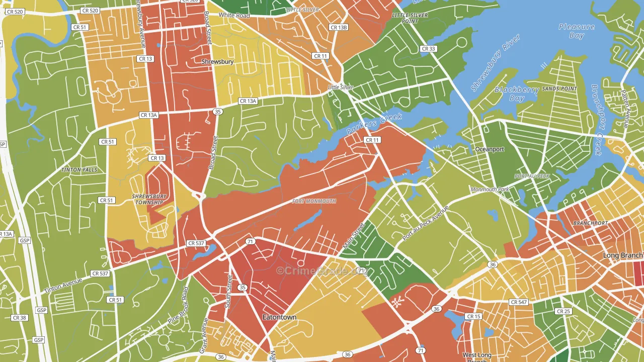 07703, NJ Map of Theft Rates