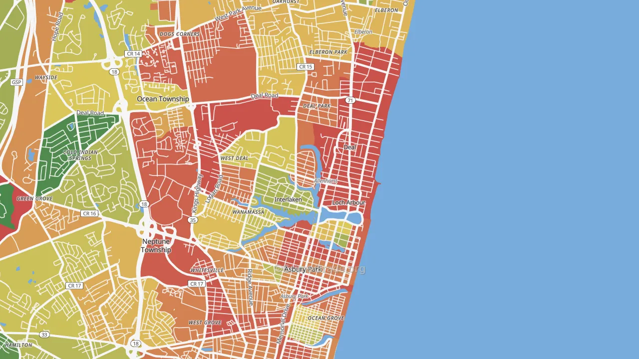 07711, NJ Map of Theft Rates