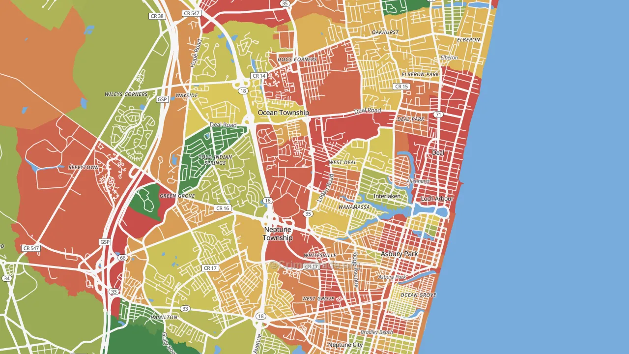 07712, NJ Map of Theft Rates