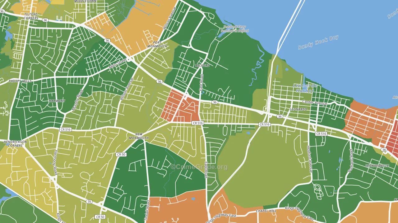 07718, NJ Map of Theft Rates