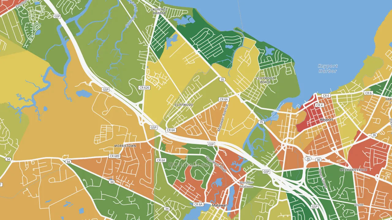 07721, NJ Map of Theft Rates