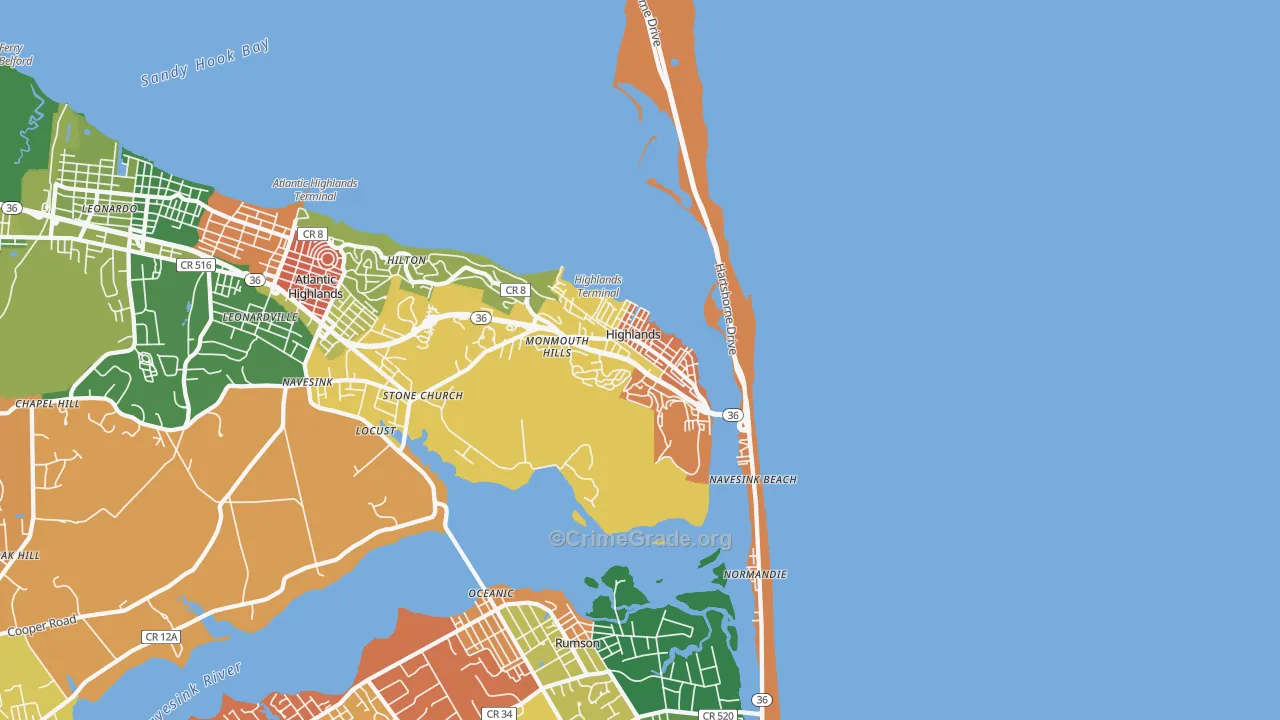 07732, NJ Map of Theft Rates