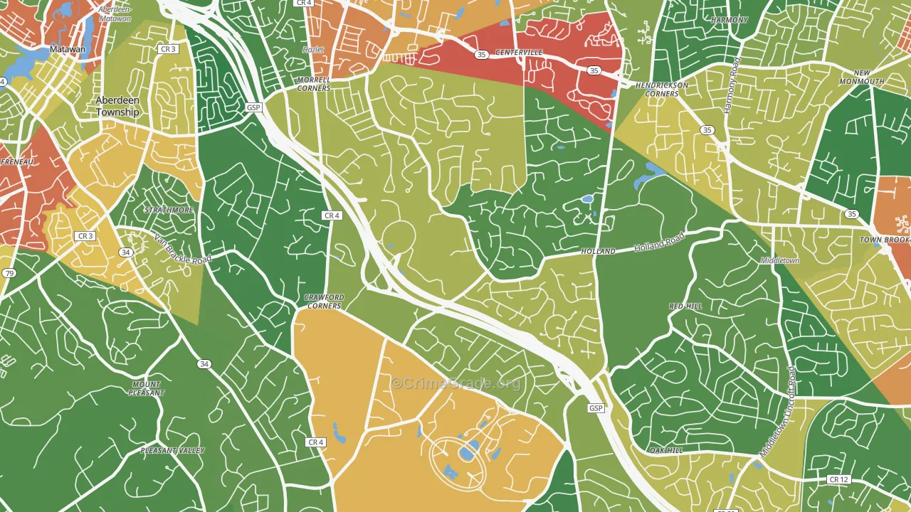 07733, NJ Map of Theft Rates