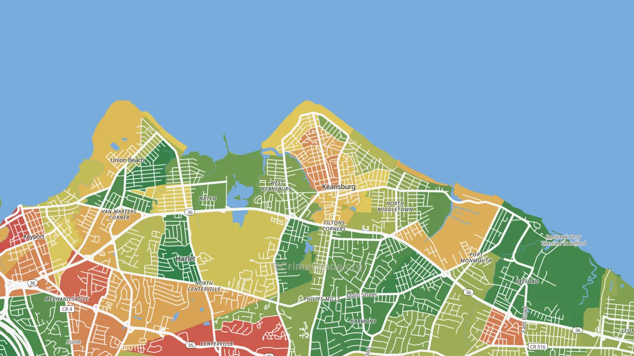07734, NJ Map of Theft Rates