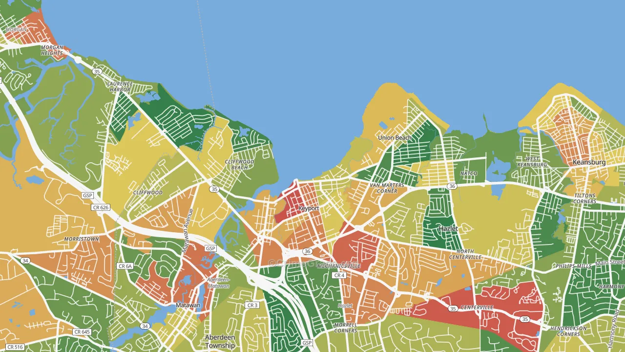 07735, NJ Map of Theft Rates
