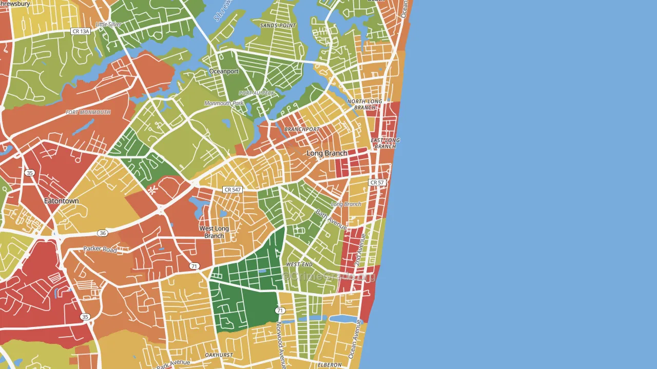 07740, NJ Map of Theft Rates