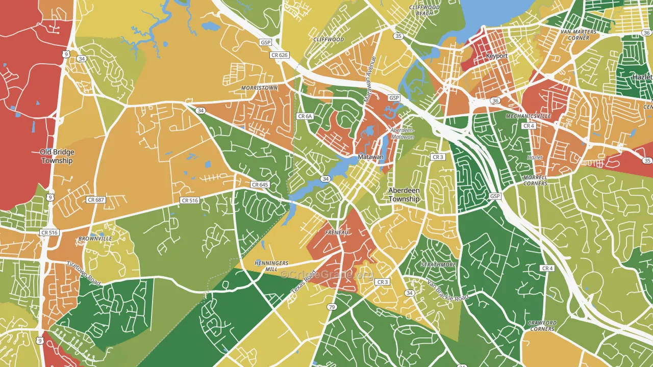 07747, NJ Map of Theft Rates