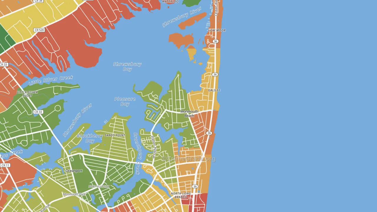 07750, NJ Map of Theft Rates