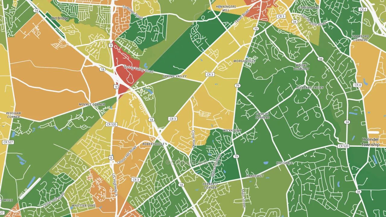 07751, NJ Map of Theft Rates