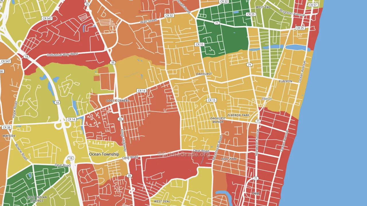 07755, NJ Map of Theft Rates