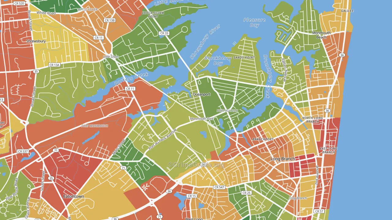07757, NJ Map of Theft Rates