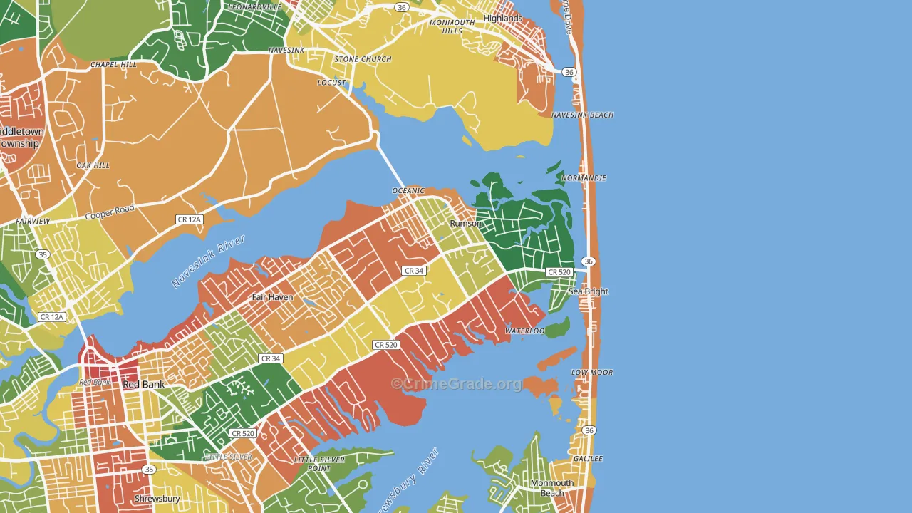 07760, NJ Map of Theft Rates