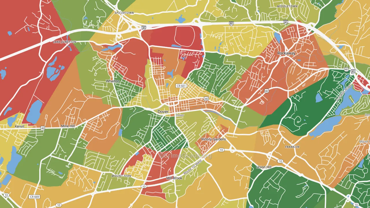 07801, NJ Map of Theft Rates