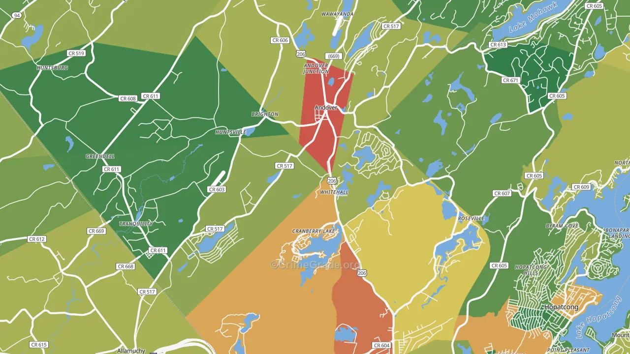 07821, NJ Map of Theft Rates