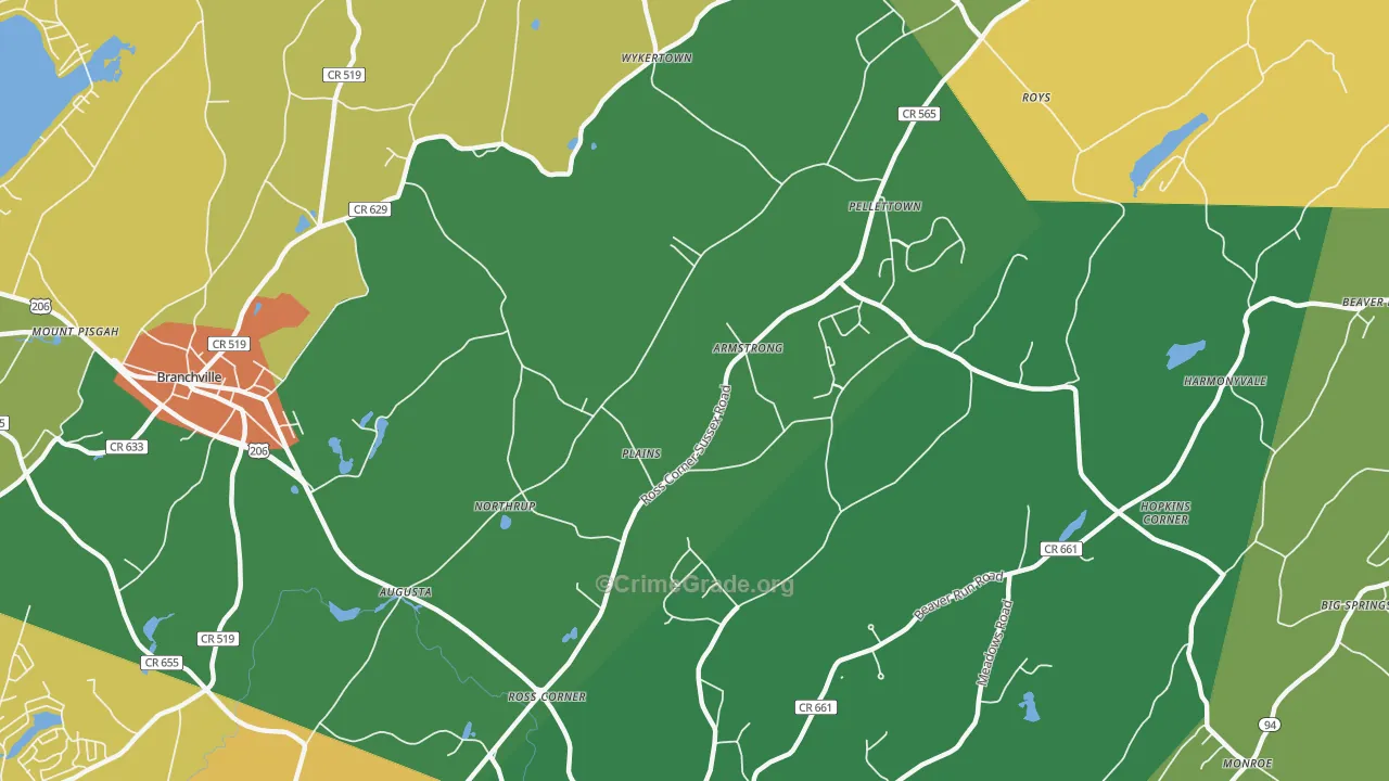 07822, NJ Map of Theft Rates