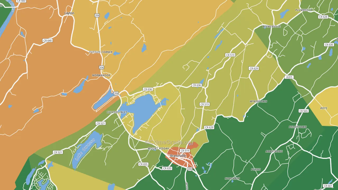 07826, NJ Map of Theft Rates