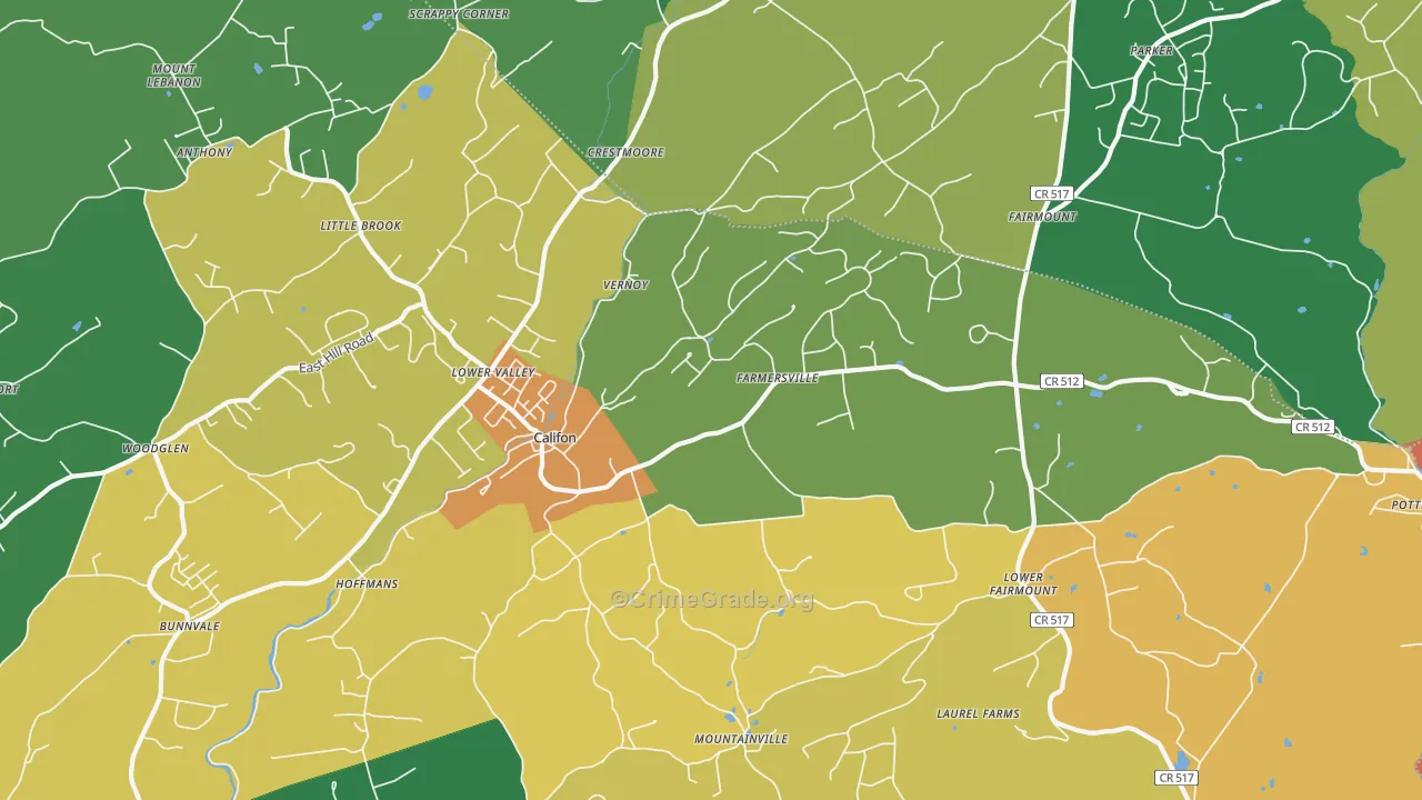 07830, NJ Map of Theft Rates