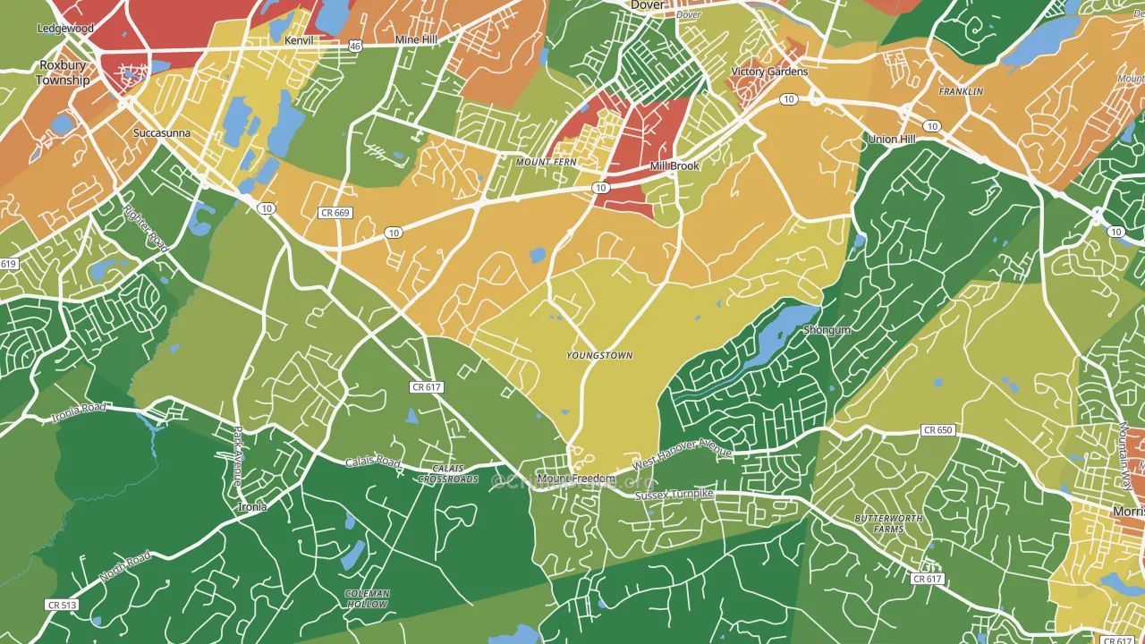 07869, NJ Map of Theft Rates
