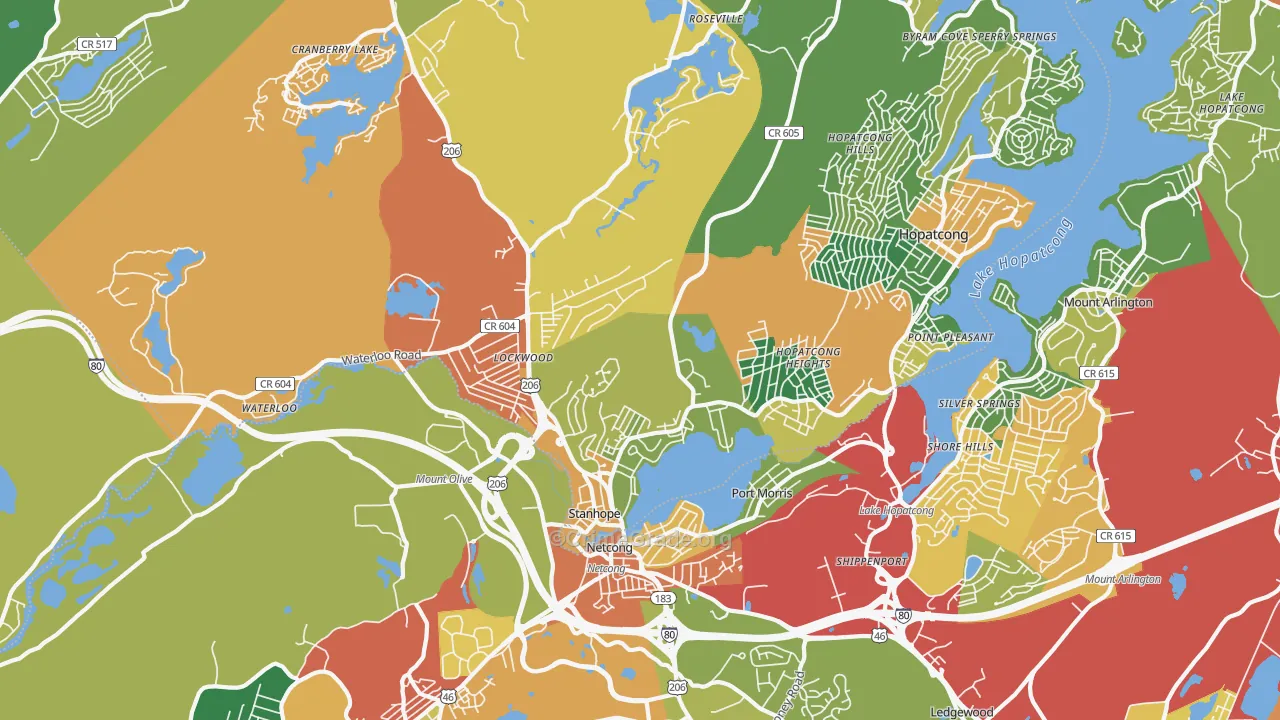 07874, NJ Map of Theft Rates