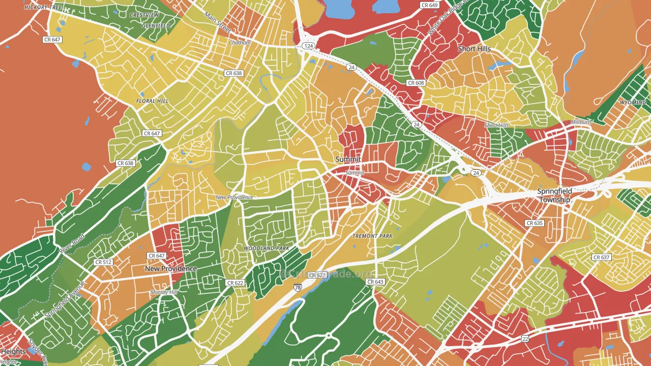 07901, NJ Map of Theft Rates