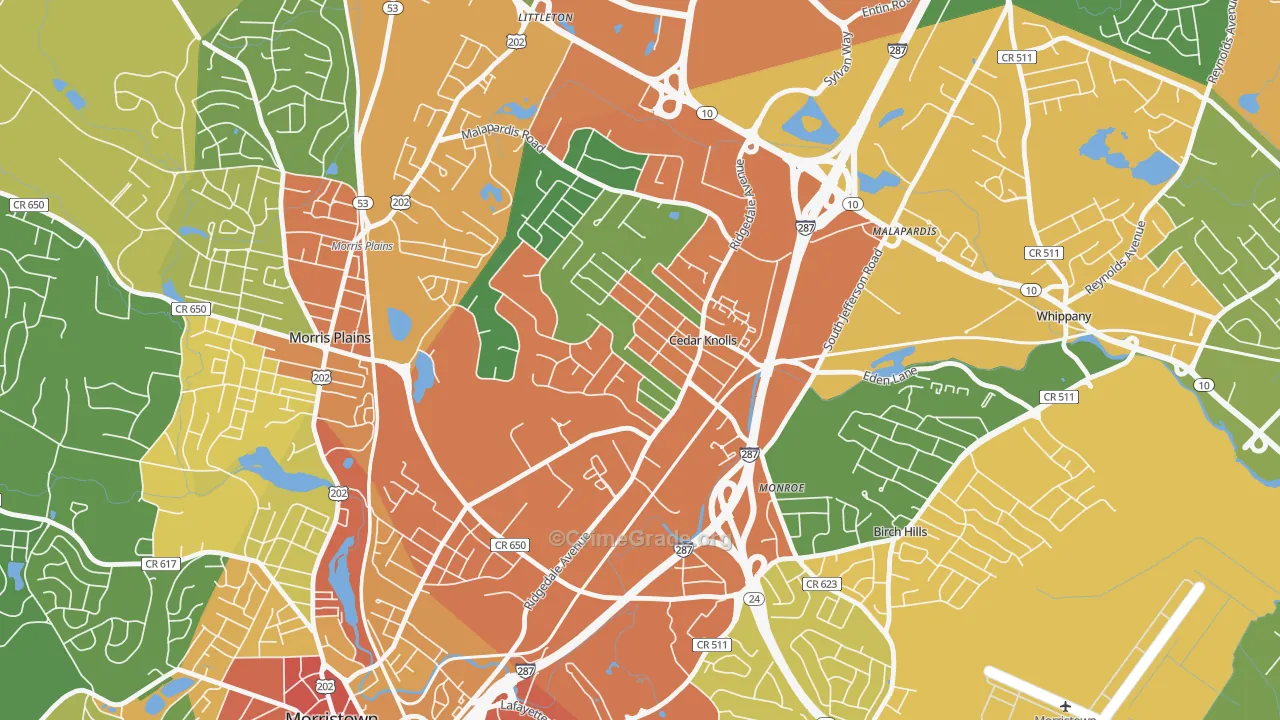 07927, NJ Map of Theft Rates