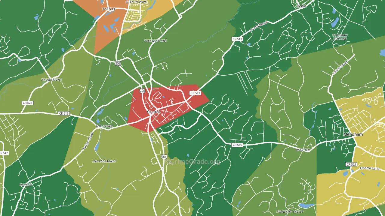 07930, NJ Map of Theft Rates