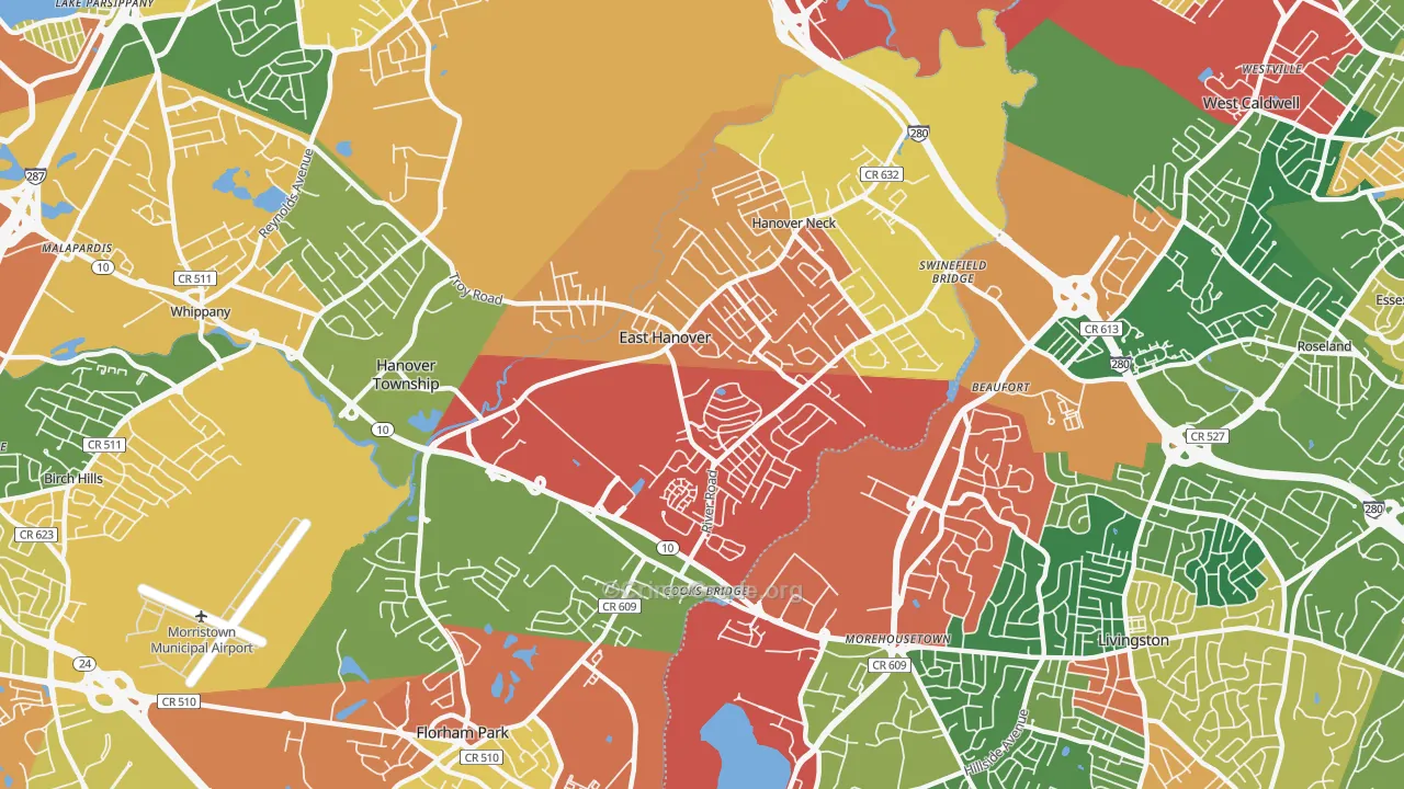 07936, NJ Map of Theft Rates