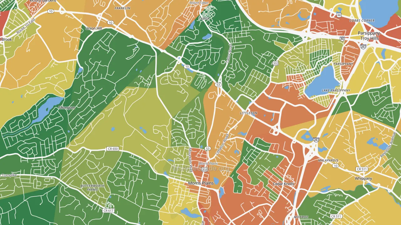 07950, NJ Map of Theft Rates