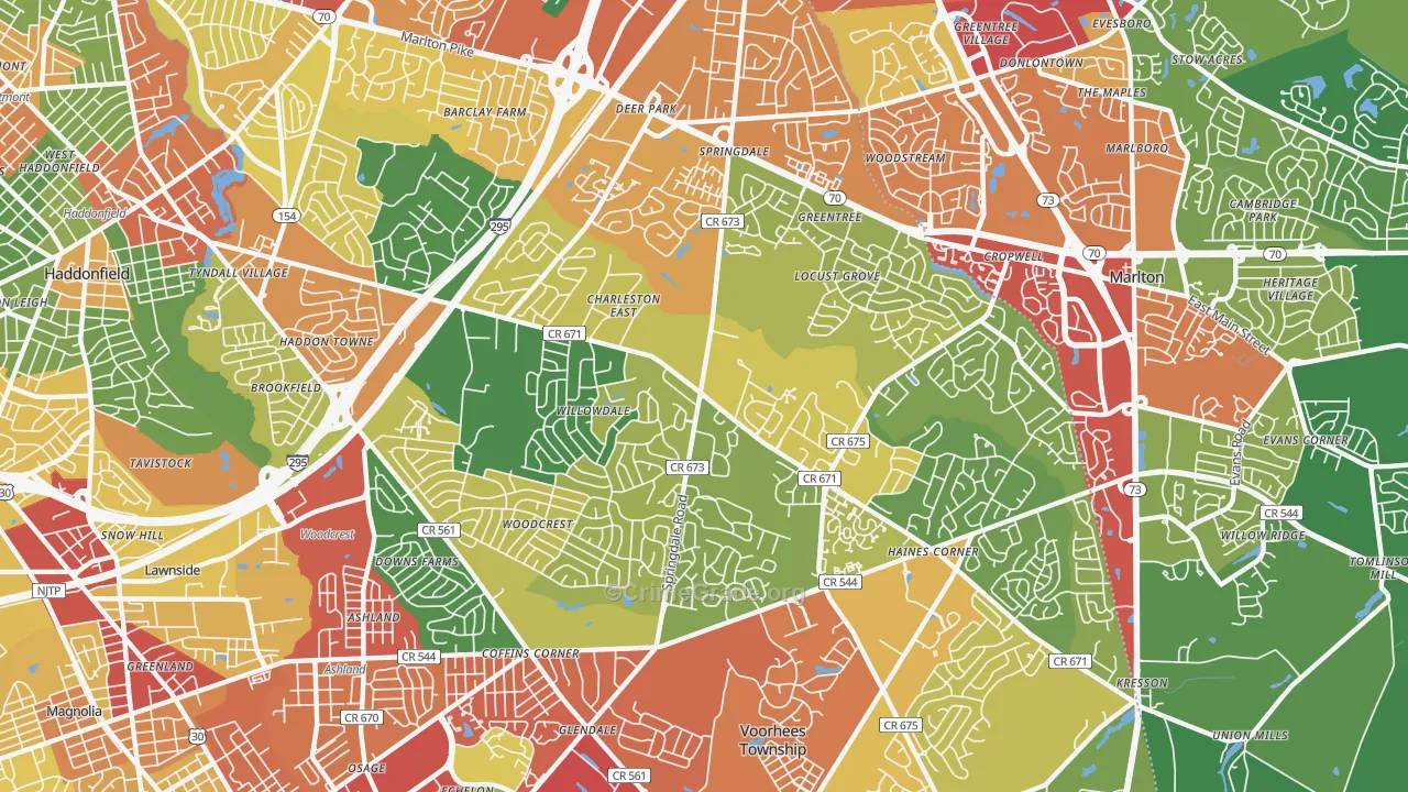 08003, NJ Map of Theft Rates