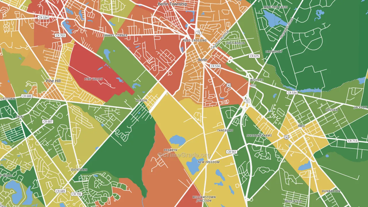 08009, NJ Map of Theft Rates