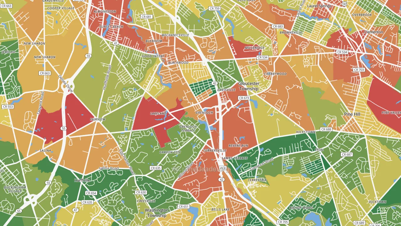 08012, NJ Map of Theft Rates