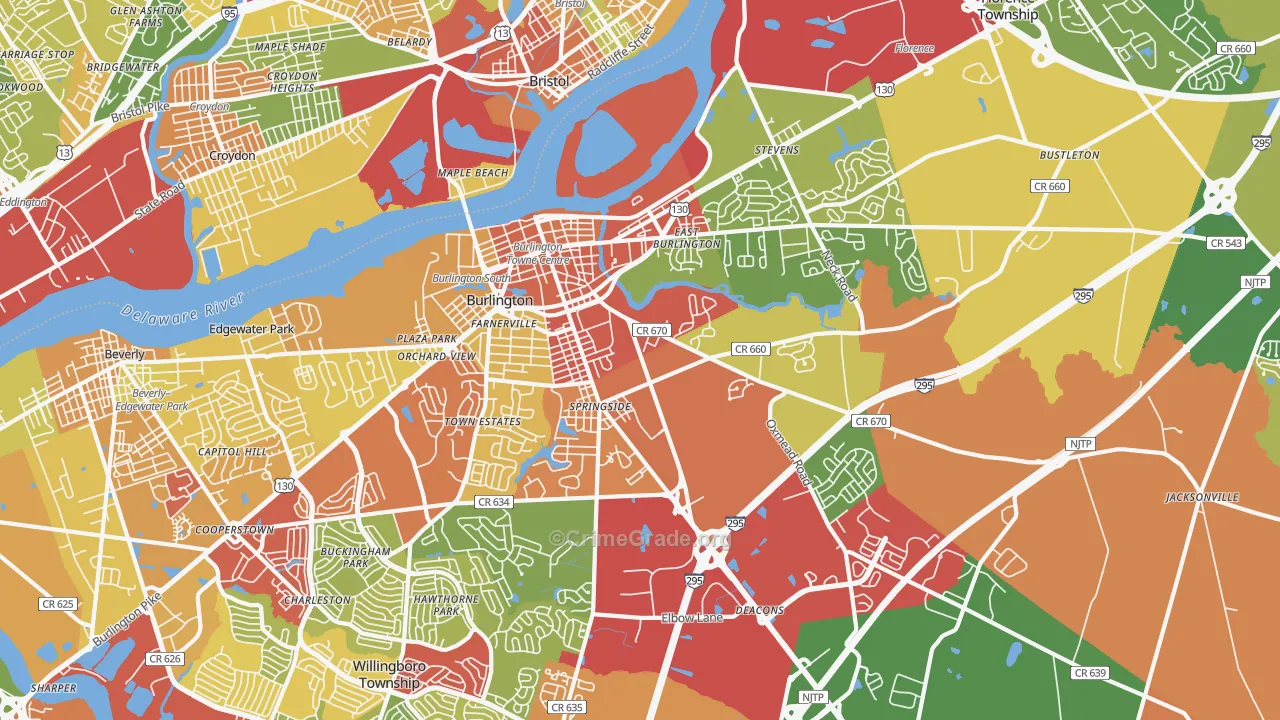 08016, NJ Map of Theft Rates