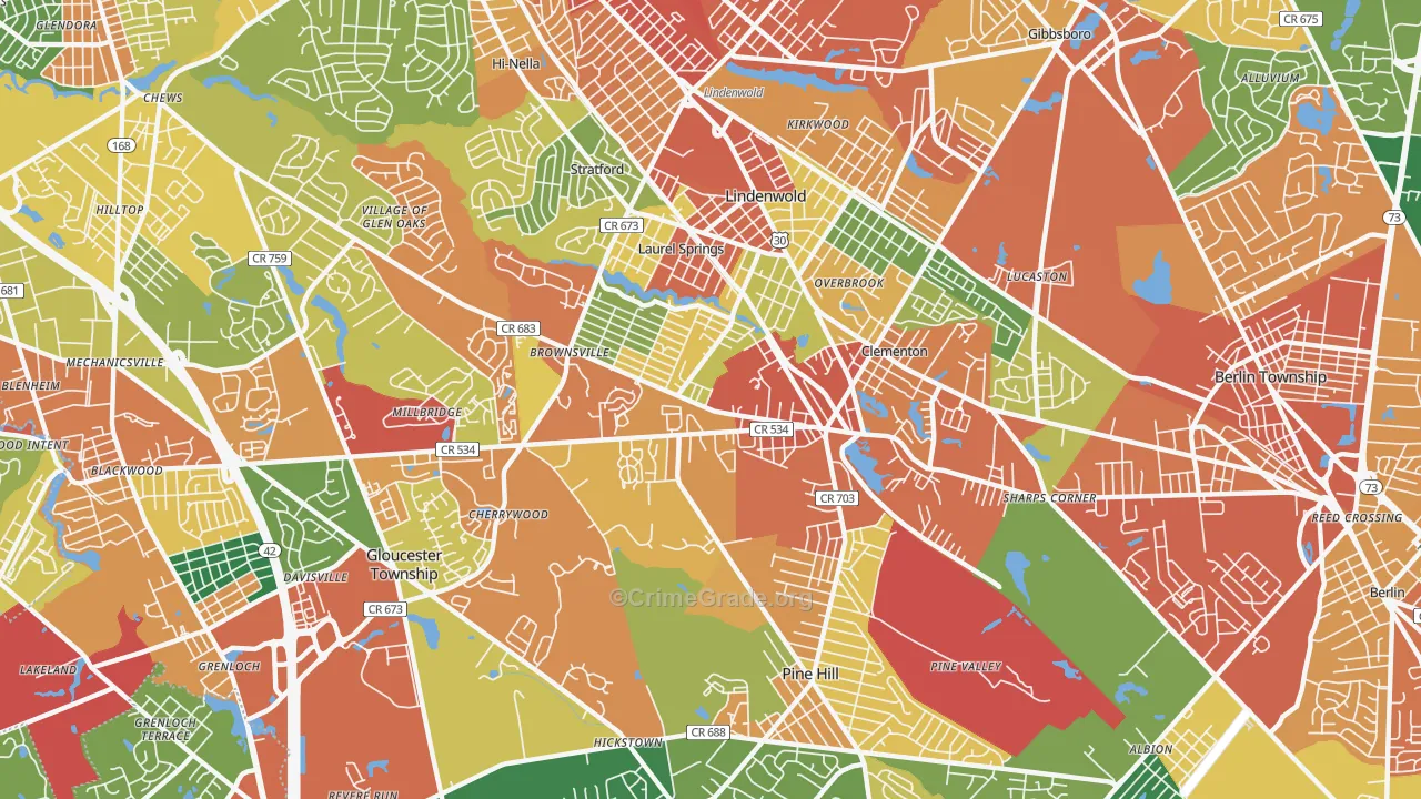 08021, NJ Map of Theft Rates