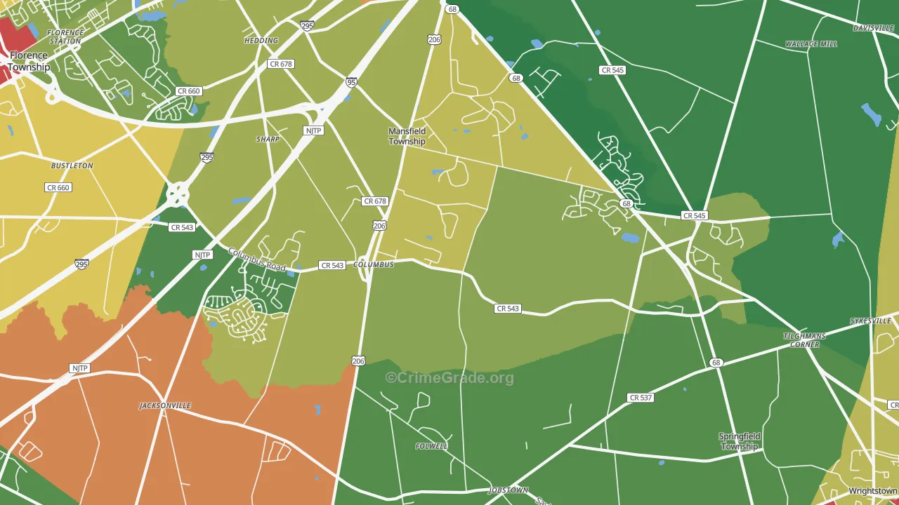 08022, NJ Map of Theft Rates