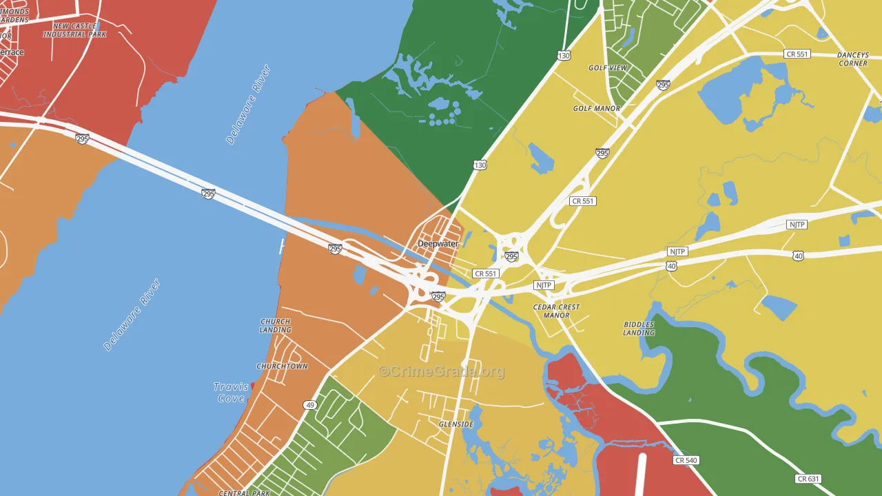 08023, NJ Map of Theft Rates