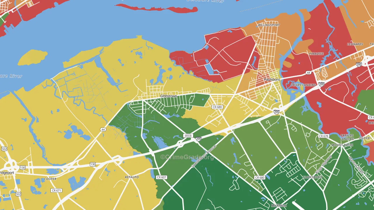 08027, NJ Map of Theft Rates