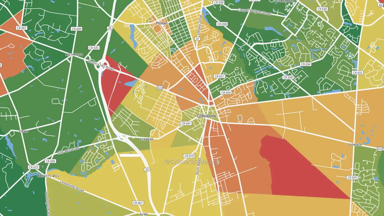 08028, NJ Map of Theft Rates