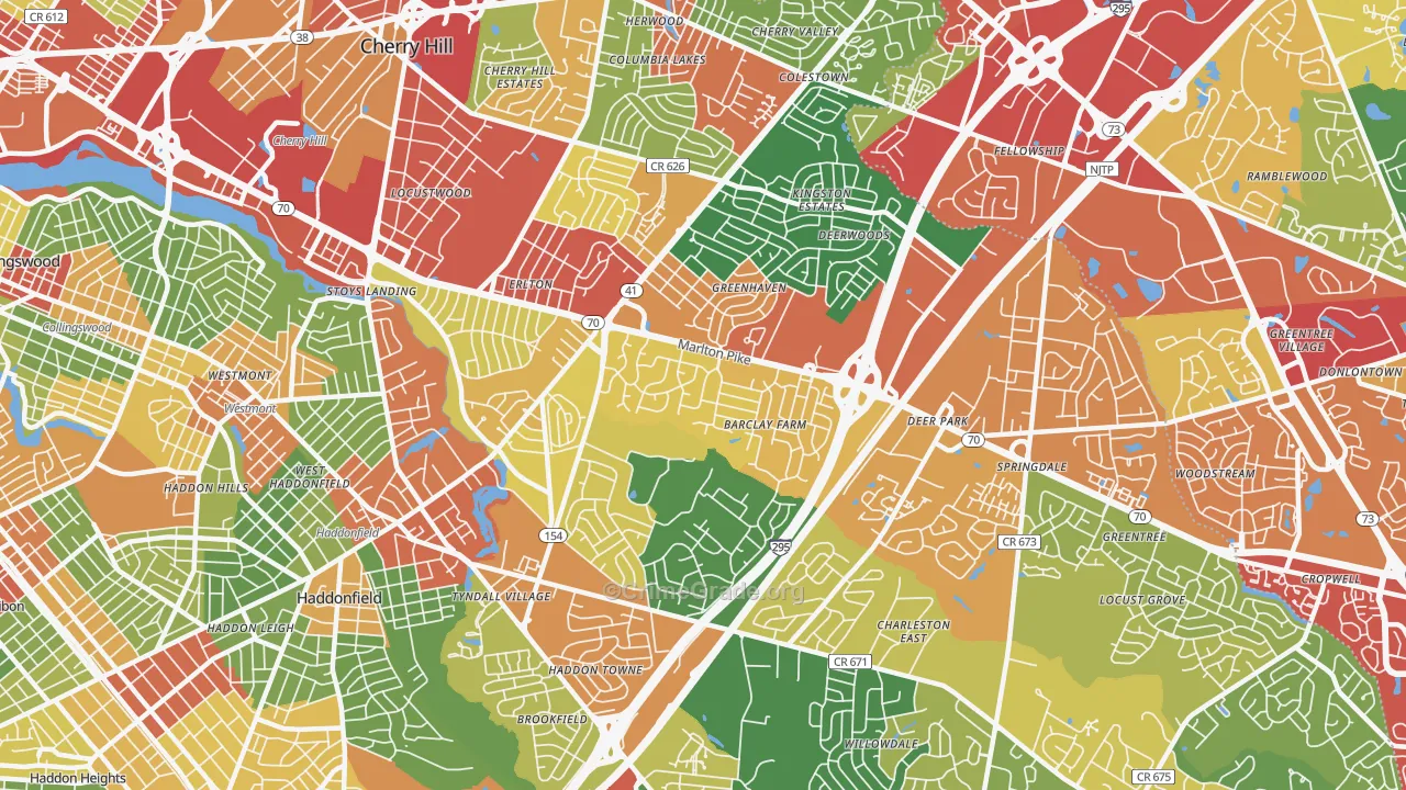 08034, NJ Map of Theft Rates