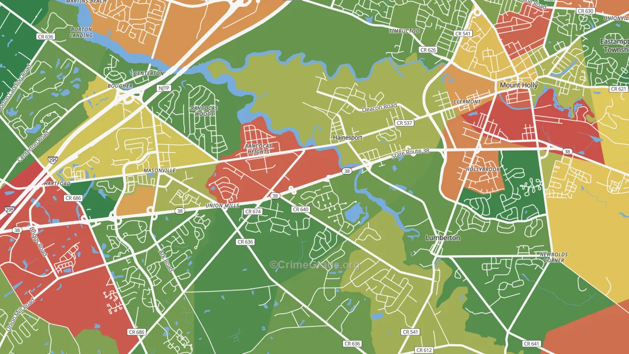 08036, NJ Map of Theft Rates