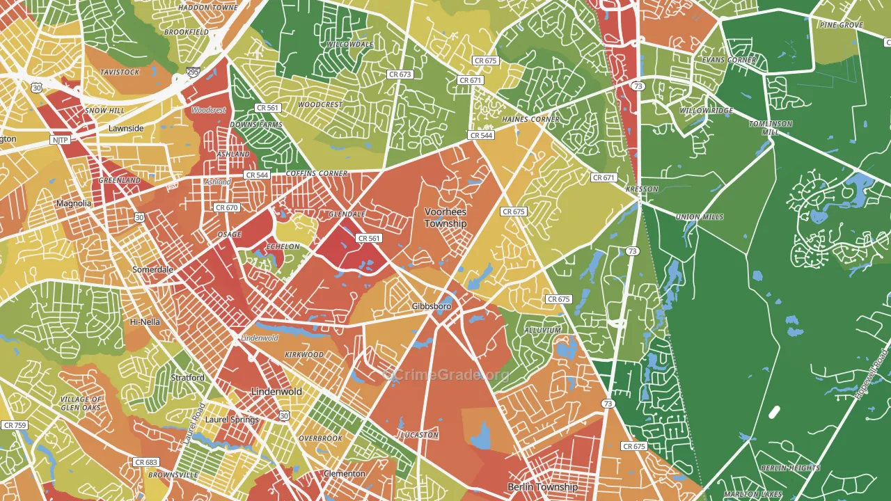 08043, NJ Map of Theft Rates